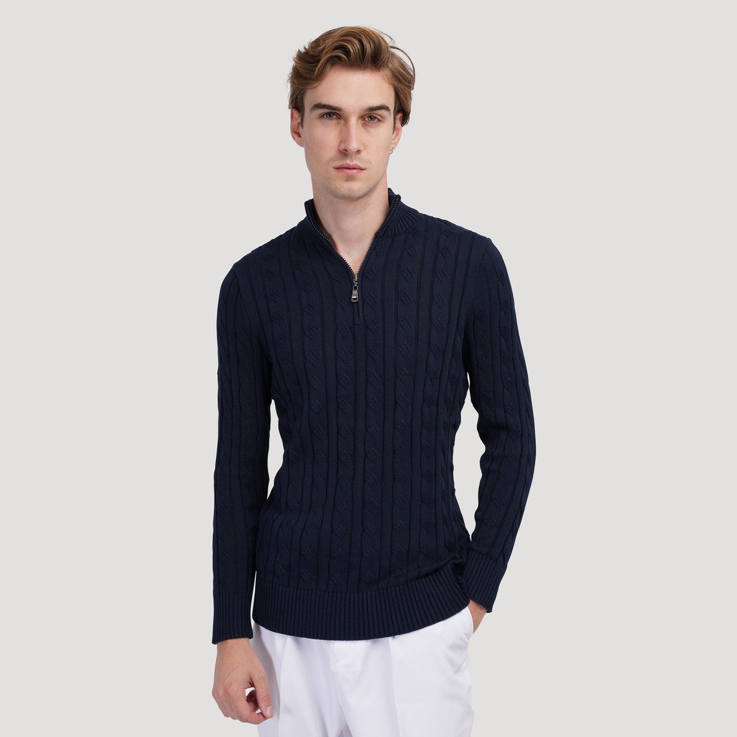 Men's Knit-Style Zipper Sweater