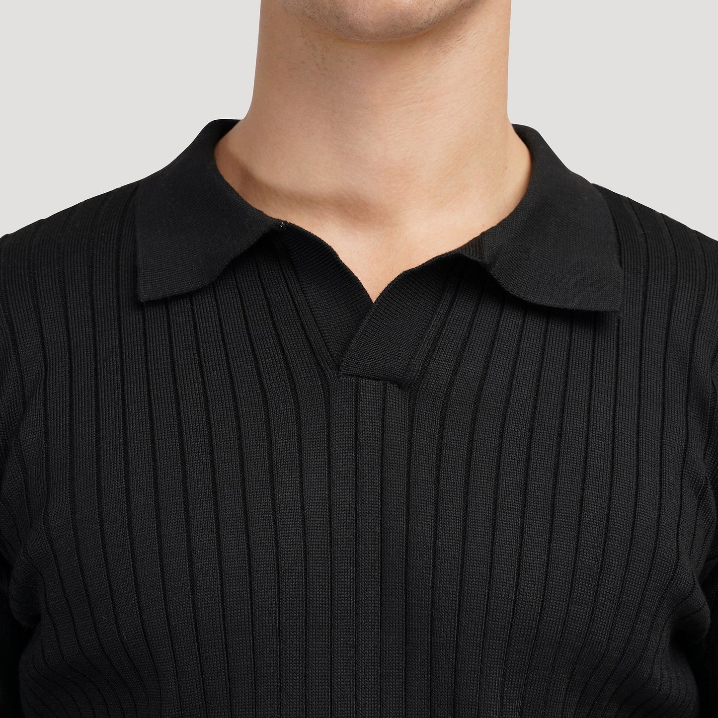Long-Sleeve V-Neck Polo Shirt