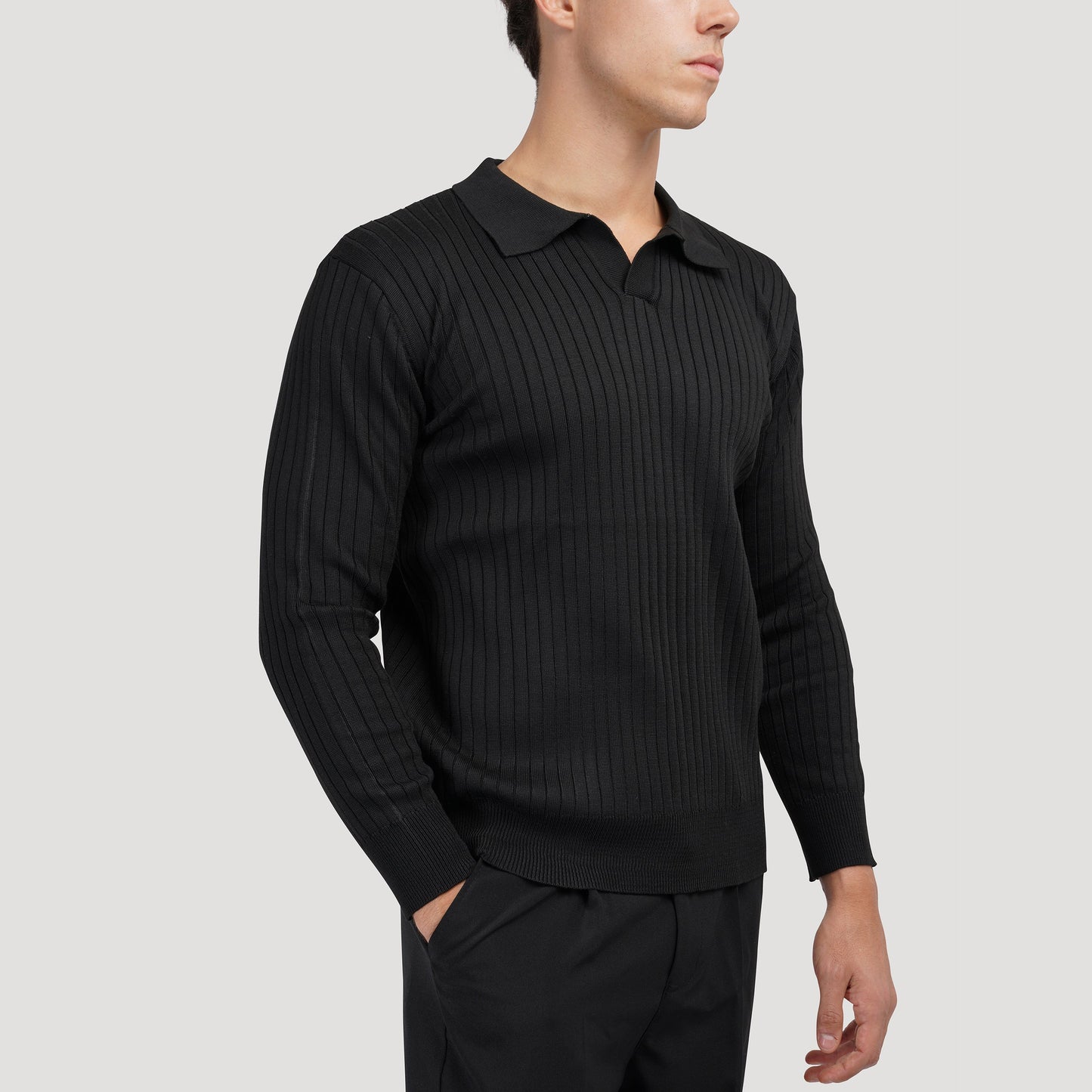Long-Sleeve V-Neck Polo Shirt