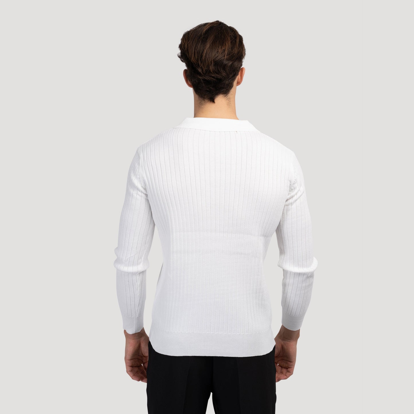 Long-Sleeve V-Neck Polo Shirt