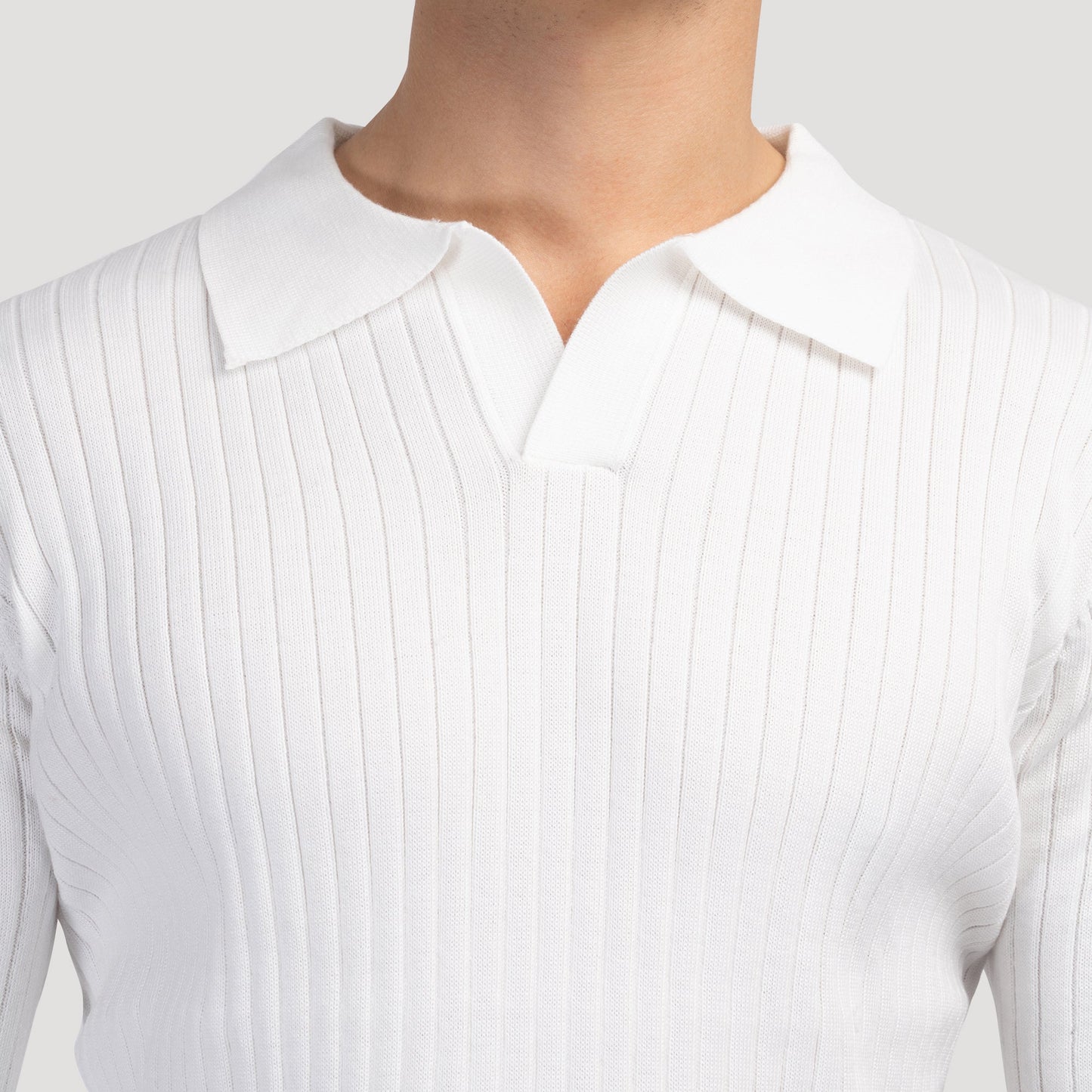 Long-Sleeve V-Neck Polo Shirt