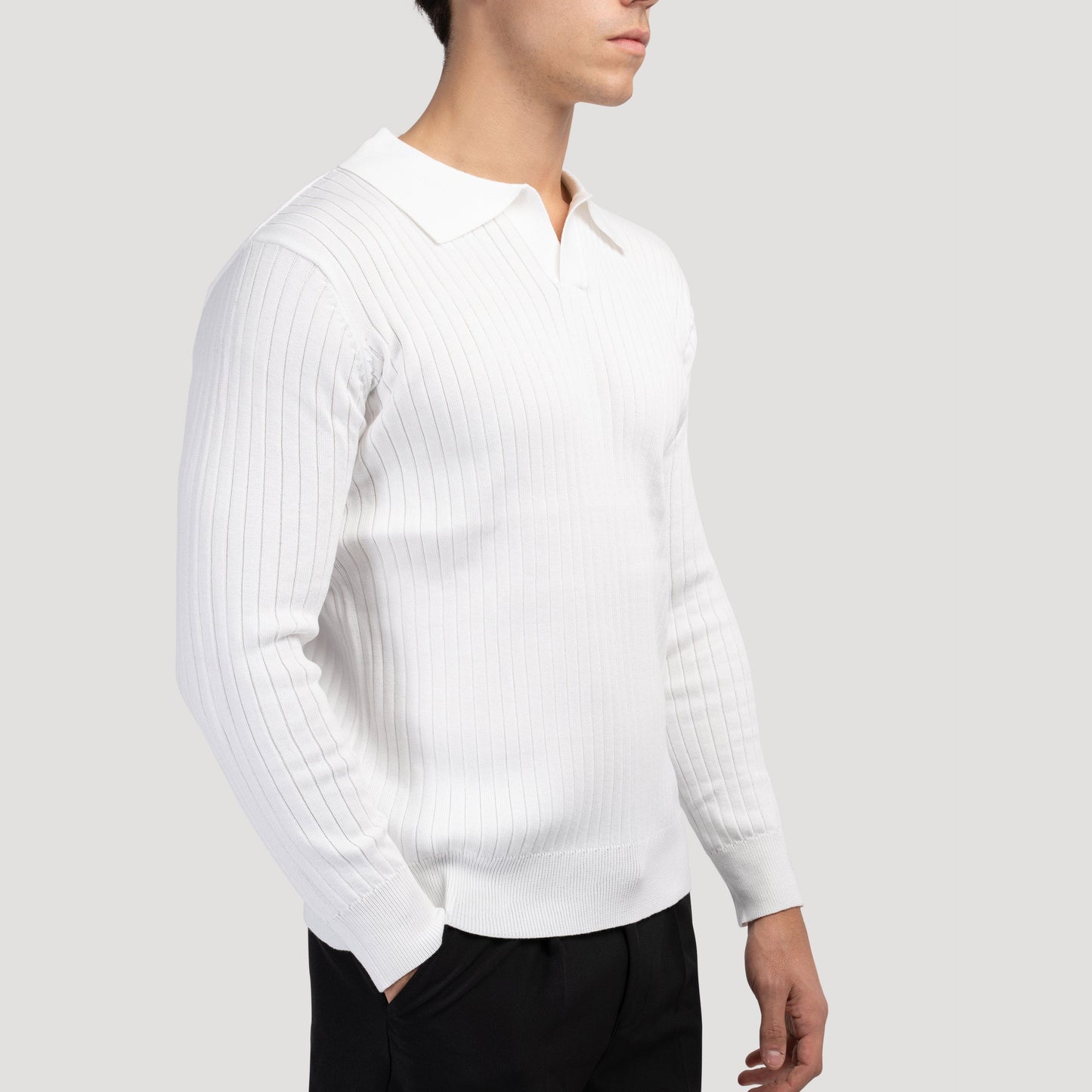 Long-Sleeve V-Neck Polo Shirt