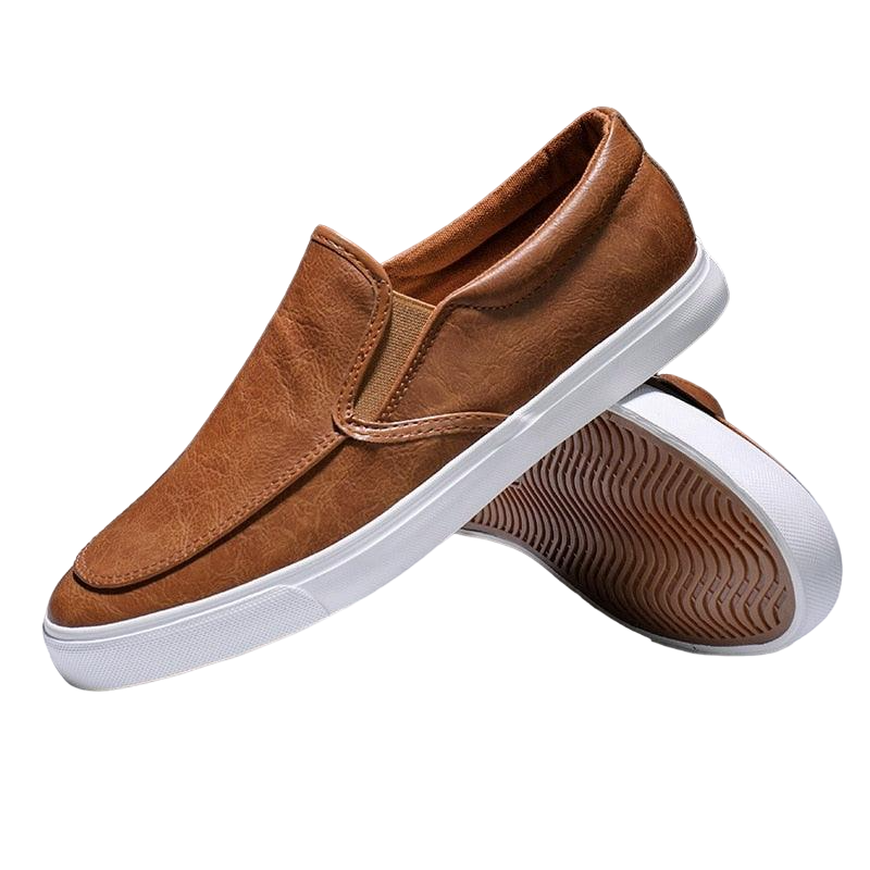 Slip-On Men's Casual Smooth Leather Sneakers