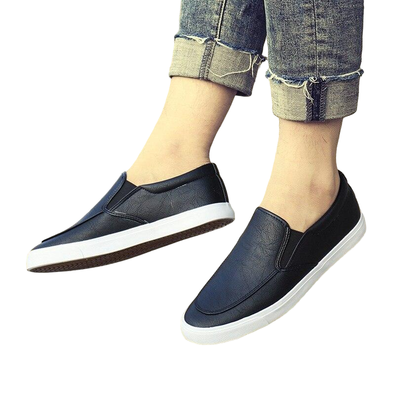 Slip-On Men's Casual Smooth Leather Sneakers
