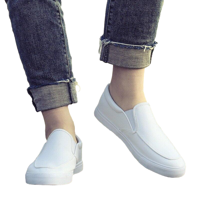 Slip-On Men's Casual Smooth Leather Sneakers