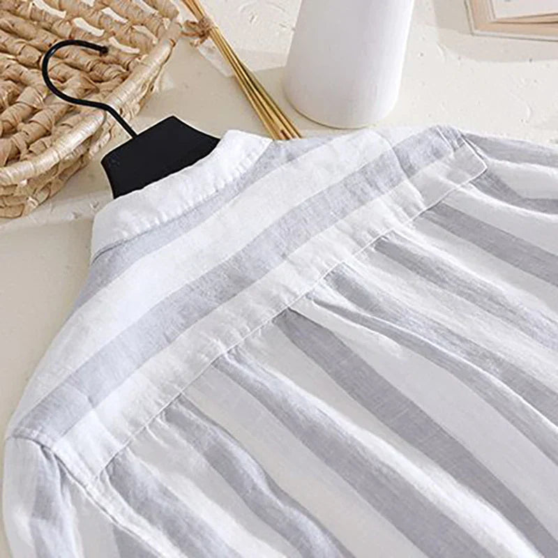 Copenhagen Casual Striped Shirt with Pockets and Buttons