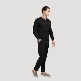 Long-Sleeve V-Neck Polo Shirt