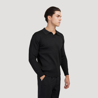 Long-Sleeve V-Neck Polo Shirt