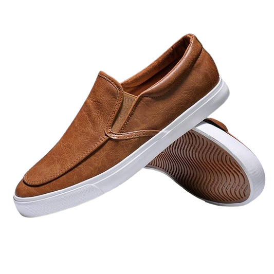 Slip-On Men's Casual Smooth Leather Sneakers
