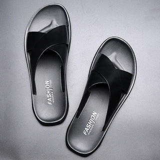 Italian Style Leather Sandals for Men with Crossed Straps